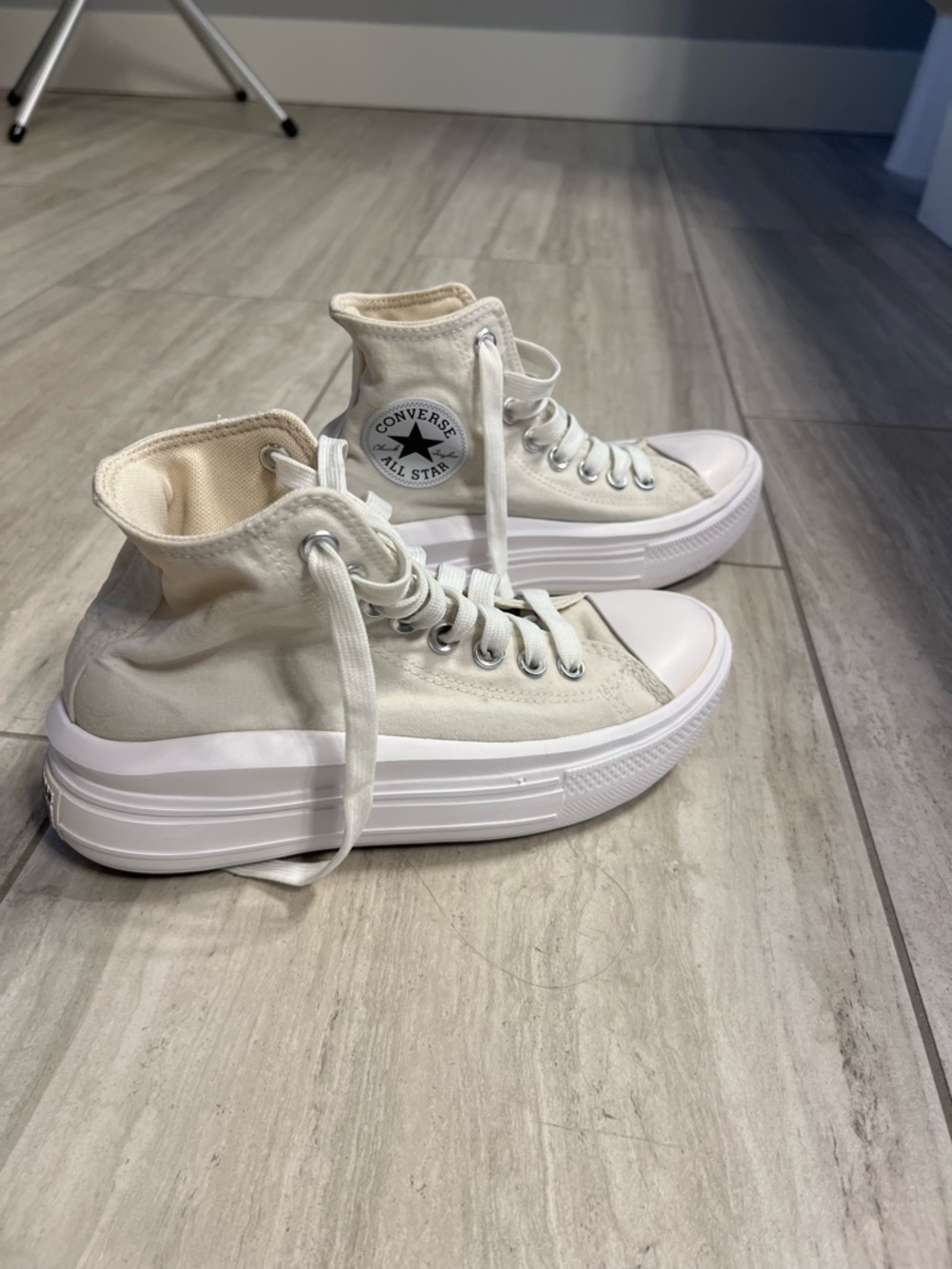 Converse High Top Platform Sneakers - Cream/White